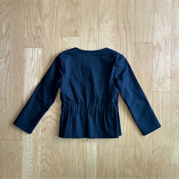 Theory Black Cinched Waist Blazer Jacket Cotton Wool Viscose Blend Single Button - Picture 4 of 5